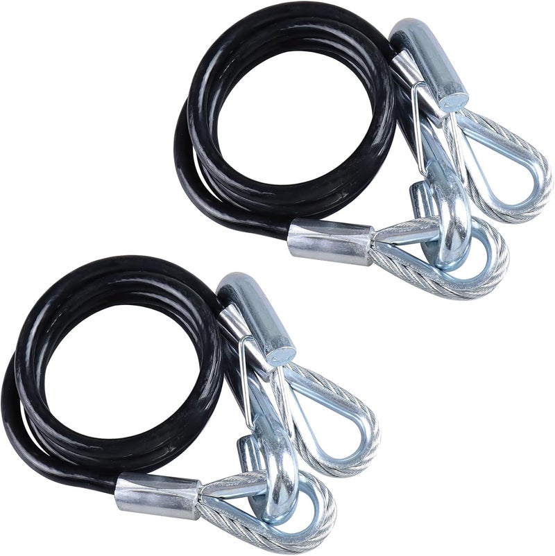 TeukRiGa 5/16" x 44-1/2" Grade 30 Steel Black Boat Trailer Safety Chain with 1 Spring Clip Hooks 5000 lbs, 2 Pcs (5/16" x 44-1/2") - Image 1